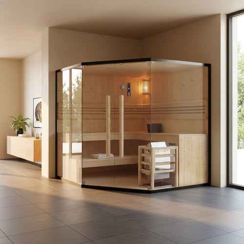 Gartana SHADOW XL BIG Traditionelle Sauna mit Panoramaglasfront für 6 Personen
