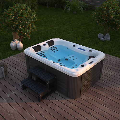 Gartana BEACH Outdoor Whirlpool mit 51 Massagedüsen und schwarzer Thermoabdeckung