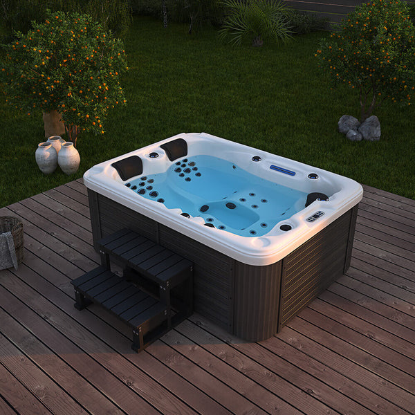 Gartana BEACH Outdoor Whirlpool mit 51 Massagedüsen, Treppe & Thermoabdeckung