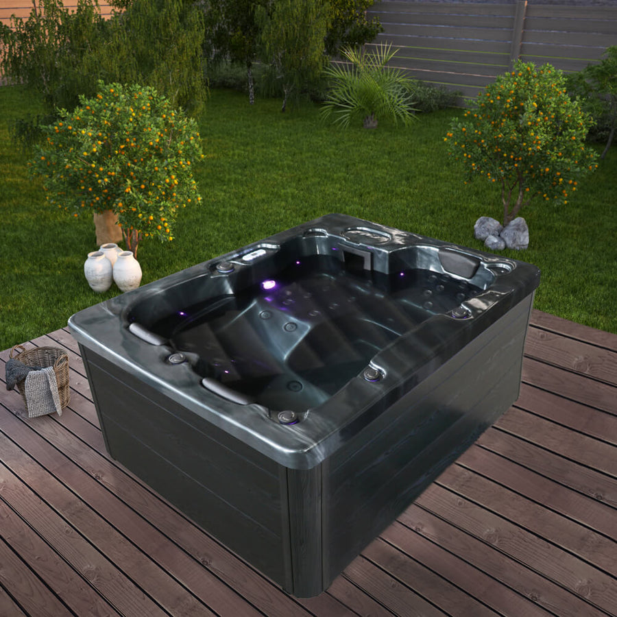 Gartana BLACK MARBLE PURE Outdoor Whirlpool mit 27 Düsen & WPC-Verkleidung